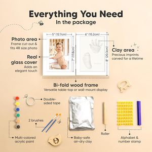 Kit de Huellas de Bebé sin Tinta para Colgar en la Pared, Marcos de Fotos de Madera, Álbum, Moldeado a Mano, para Registro de Baby Shower, Venta al por Mayor para Guarderías - Product Image 2