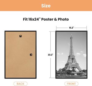 Cadre photo en bois noir et blanc personnalisé et économique pour affiches et photos, disponible en A1, A2, A3, A4, A5, 4x6, 5x7, 6x8, 8x10, 11x14, 12x16, 18x24, 24x36, avec impression - Product Image 5
