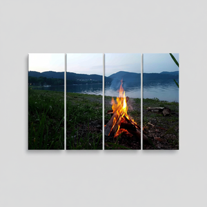 Bonfire Landscape Tempered Glass <b>Wall</b> Art: Printed <b>Canvas</b> Artwork,SET OF 4 <b>CANVAS</b> - Product Image 2