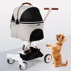 Pet Stroller With Detachable Carrier Pet Trolley Carrier With Wheels Expandable Pet Carrier Rolling For Dogs And Cats