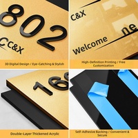 Plaque de numéro de maison autocollante, plaque de numéro de porte pour hôtel ou maison d'hôtes, plaque de numéro de chambre en acrylique de qualité supérieure avec texte personnalisable
