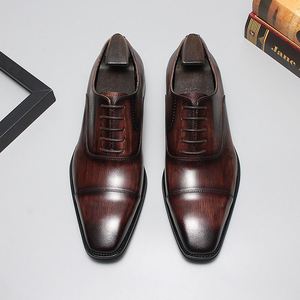 High-end Luxury Fashion Trend Genuine Leather High-quality Handmade Pointed <b>Toe</b> Lace-up Men's Shoes - Product Image 3