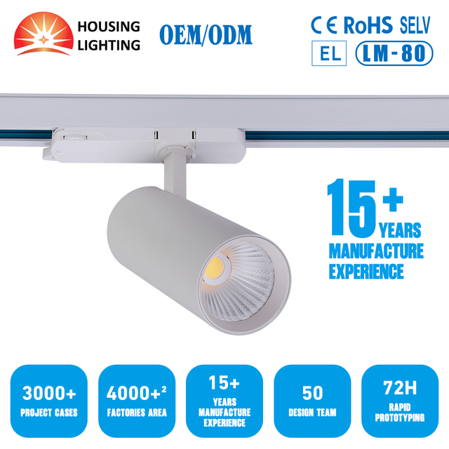 Commercial Led Track Light 30w Dimmable 220V Aluminum Housing for Supermarket
