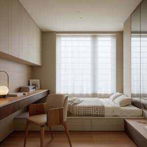 Modern Minimalist Wooden Bedroom Set <b>with</b> Integrated <b>Storage</b> Cabinet Tatami Cabinet <b>Bed</b> Box <b>Desk</b> for Home School Gym Use - Product Image 3