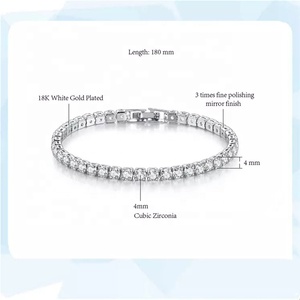 Vòng tay tennis mạ vàng hồng bạc cao cấp dành cho nam nữ, đính đá zirconia cubic CZ lấp lánh, kích thước 2.5MM 3MM 4MM 5MM - Product Image 5