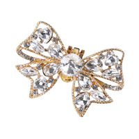 Nouvelle Couronne de cheveux pour enfants avec nœud et strass, fermoir à boucle noire, ornements floraux amovibles pour mariage, exquise