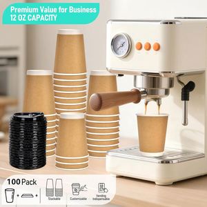<b>Disposable</b> 100% Compostable Single Wall PE Laminated Coffee <b>Cups</b> 8oz 10oz 12oz Hot Drinking Paper with Custom Logo Food Grade - Product Image 3