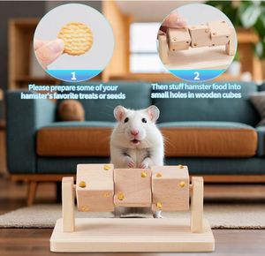 Tavşanlar, Gine Domuzları ve Hamsterler için Komik Kauçuk ve Masif Ahşap Diş Kaşıma Oyuncağı - Modern Tarzda Karton Paketli - Product Image 2