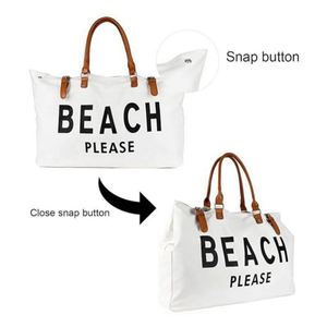 Custom Logo Travel Storage Bag <b>Extra</b> <b>Large</b> Canvas Beach Tote Bag With Vegan Leather Handle - Product Image 2