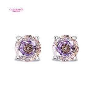Cardermay Flower Shape Zircon Jewelry Set 925 Silver Pendant Necklace Ring Earrings Light Purple Everyday Wear - Product Image 4