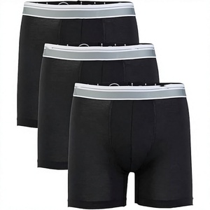Sous-vêtements pour hommes 100 % coton extensible, lot de 3, taille mi-haute, bleu marine/bleu clair, tricotés, teint en uni, lavables en machine, coupe confortable - Product Image 1