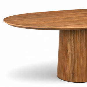 Mesa de Comedor Ovalada de Madera Moderna, Ecológica e Impermeable, con Base Acanalada y Capacidad para Seis Personas, para Uso en el Hogar - Product Image 3