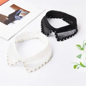 Organza Embroidered Hand-Sewn Pearl Rhinestone Fake Collar Embroidery For Clothing Accessories