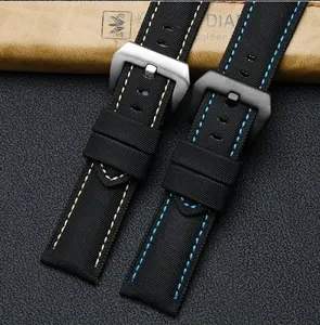 High Quality Nylon Textured Strap for the <strong>Pam</strong> 01661 441 799 616 Marina Men's Strap 24 mm Black Blue - Product Image 4