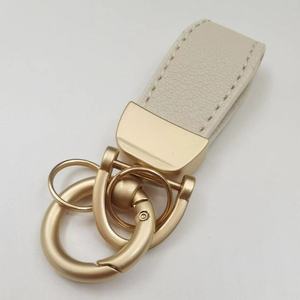 Mini PU Leather Keychain Pendant High-end Leather Metal Key Ring Circle Cute Short Accessories Wholesale