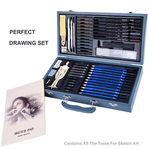 MQCOLOR – Kit <span class=keywords><strong>de</strong></span> 60 crayons fusain bleus et règle en bois, outils <span class=keywords><strong>de</strong></span> croquis certifiés pour aquarelle/gouache/acrylique, le plus vendu - Product Image 2