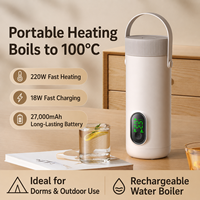 Bouilloire Électrique Portable Rechargeable, Tasse Intelligente, Chauffe-Eau 100 ° Thermos de voyage sans fil USB C, maintient au chaud 37-55°C ° C