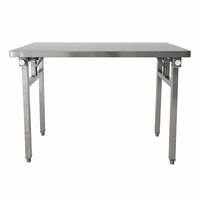 Table pliante en acier inoxydable de qualité commerciale, double pliage, 6 pieds, robuste, écologique, plan de travail rectangulaire pour restaurant