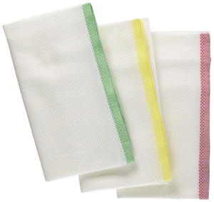 Striped Woven Cotton <b>Kitchen</b> <b>Towels</b> White With Green Yellow Red Border Rectangle Eco Friendly Machine Wash - Product Image 1