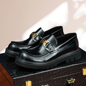 New High-end Genuine Cowhide Leather Casual Business Derby <b>Shoes</b> <b>Height</b> <b>Increasing</b> Thick Soles Breathable Design Autumn - Product Image 2