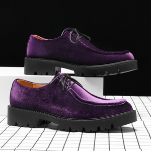Zapatos de vestir morados gruesos para hombre, mocasines casuales Oxford hechos a mano con plataforma - Product Image 1