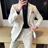 Costumes Turcs Sur Mesure pour Hommes, Modèle Européen et Américain Formel, à Carreaux Anglais, Ensemble Deux Pièces pour Mariage, Édition Luxe