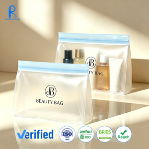 Sac de toilette portable en PVC avec logo personnalisé, pochette de maquillage transparente en EVA avec fermeture éclair, grande capacité, sac de voyage de luxe pour cosmétiques - Product Image 1
