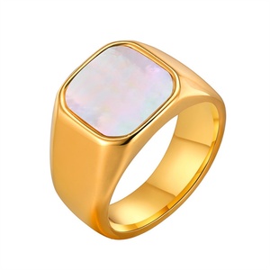 Dainty Jewelry Waterproof Non Tarnish Gold Plated Stainless Steel Shell <b>Finger</b> <b>Rings</b> for Women - Product Image 4