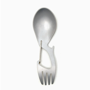 DF09 Outdoor Camping Gear Stainless Steel Multi Functional Spoon Includes a Bottle Opener and Stainless Steel Fork. - Product Image 1