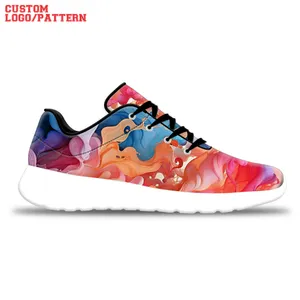 Sublimations-Digitaldruck Logo-Muster individuelle Schuhe EVA Wanderstil günstiger Preis lässiges Netz Baumwollstoff Herren-Sneaker