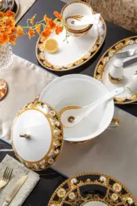 Роскошная Точная столовая посуда Китая косточки керамическая Устанавливает наборы обедающего фарфора