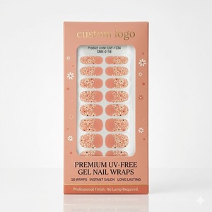 Bandes d'ongles en gel 3D en résine avec logo personnalisé pour un fini brillant, sans UV, longue tenue, ensemble de pose - Product Image 1