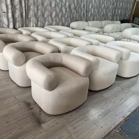 Fauteuil de salon de style moderne, chaise en tissu blanc, revêtement en bouclette, fauteuil d'appoint, fauteuil d'appoint en bouclette