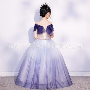 Robe de princesse haut de gamme pour enfants ML068, dégradé, vêtements pour filles, froncée, appliquée, en polyester, tenue de performance pour piano - Product Image 2