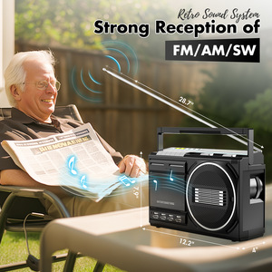 เครื่องเล่นเทปคาสเซ็ตแบบย้อนยุคพร้อมวิทยุ AM FM SW, ช่องเสียบ USB TF, แบตเตอรี่แบบชาร์จได้, ลำโพงพกพา, ของขวัญสำหรับการตั้งแคมป์ - Product Image 3