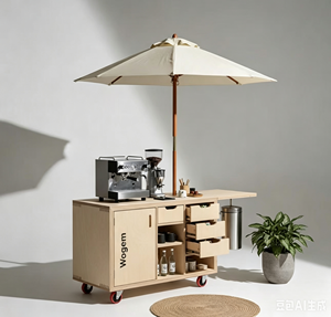 Carritos Móviles de Madera Modernos de Gran Capacidad para Exteriores, Carrito Combinado de Madera con Diseño de Burbujas para Té - Product Image 3