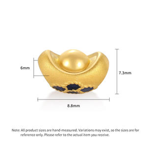 Tamaño pequeño de gama alta 24K Micro-oro duro oro sólido esmalte arenado artesanía forma de lingote pulsera clásica con cuentas joyería de lujo - Product Image 4