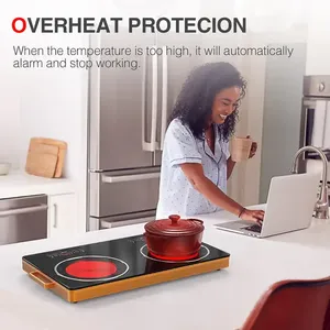 Stufa elettrica a induzione a doppio bruciatore 2200W + 2200W nuovo Design Smart Home Cooktop in ceramica da esterno per auto a infrarossi in ceramica - Product Image 3