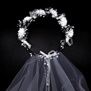 Nouveau blanc tête <span class=keywords><strong>de</strong></span> fleur couronne <span class=keywords><strong>mariée</strong></span> <span class=keywords><strong>diadème</strong></span> voiles bandeau floral <span class=keywords><strong>mariée</strong></span> fleur couronne <span class=keywords><strong>voile</strong></span> - Product Image 5