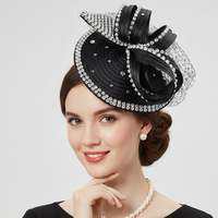 Chapeau d'église en satin pour femme, fascinateur floral unique pour mariage, cérémonie, dessiné à la main, pour fête d'affaires, toutes saisons