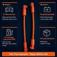 Câble de liaison haute tension EV tout orange 1000V, connecteur HV coudé à 90 degrés ou droit, personnalisé OEM pour pack batterie ESS