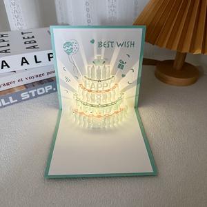 <span class=keywords><strong>Carte</strong></span> de vœux d'<span class=keywords><strong>anniversaire</strong></span> MU Spring Blue, papier musical, gâteau, fait main, 3D, creux, bronzage, cadeau haut de gamme pour les amis, commerce extérieur - Product Image 3