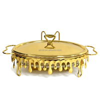 Nouveautés 3L – Plats de Présentation Chafing Dish en Acier Inoxydable Doré pour Hôtels, Restaurants, Mariages et Banquets – Bain-Marie en Verre pour Réchauffer les Aliments – Plat de Buffet