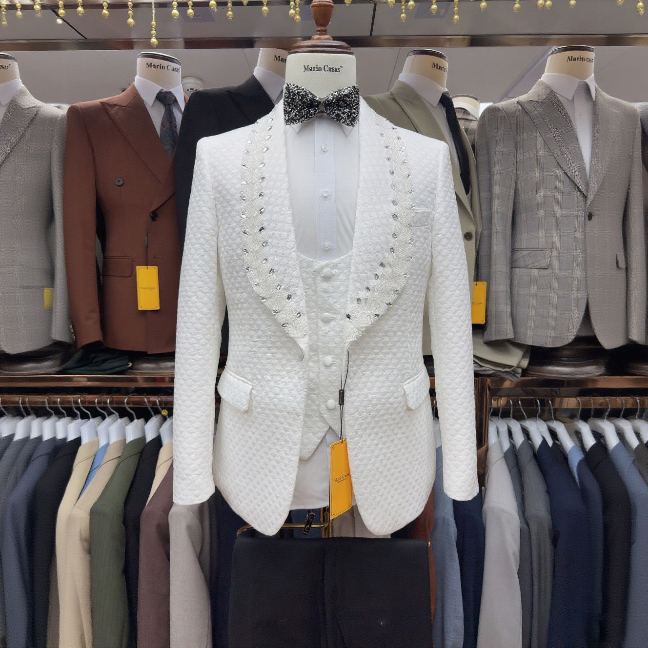 White-3pcs/set-Jacket + vest + pants