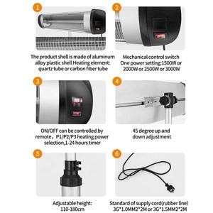 Chauffage électrique extérieur infrarouge en fibre de carbone imperméable - Product Image 2
