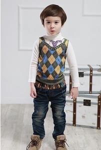 Vêtements pour enfants en gros, t-shirt à manches longues à imprimé 3D à carreaux pour garçons, provenant de Chine - Product Image 4