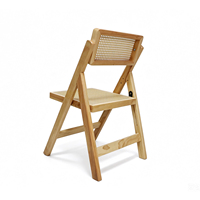 Chaise de salle à manger pliante en bois massif de style nordique avec assise en rotin personnalisée, mobilier moderne de haute qualité pour restaurant et bureau