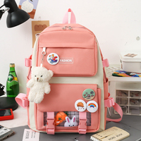 Tas Sekolah Grosir Custom 5 in 1 Murah 2025, Tas Ransel Anak Anti Air untuk Perjalanan Luar Ruangan, Set Tas Ransel Olahraga Kasual untuk Anak Perempuan