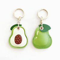 Porte-clés en cuir cousu en forme de fruits frais (poire, orange) avec anneau métallique doré pour la décoration de sac