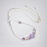 Collier en perles d'eau douce de kunzite naturelle, avec pendentif goutte en jade violet, collier en corde perlée artisanale, cadeau de Saint-Valentin